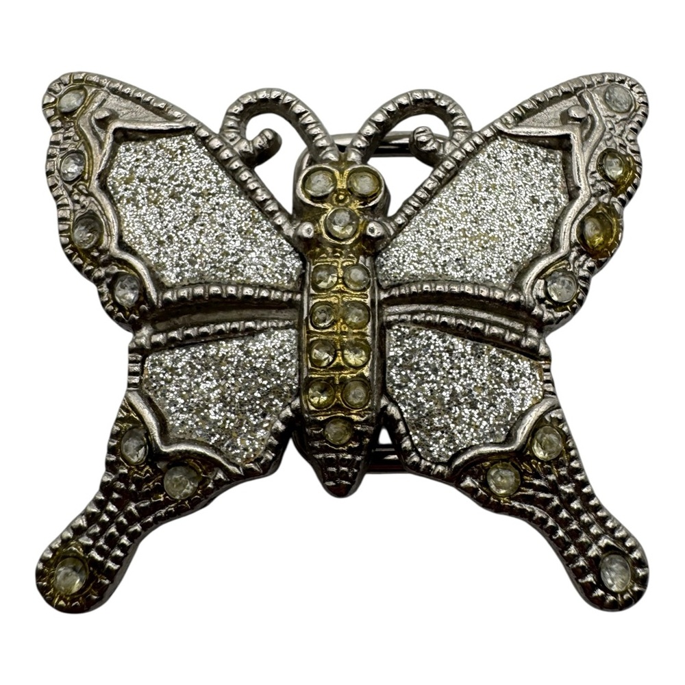 Vintage Butterfly‎ Belt Buckle – 2” Rhinestone Glitter Wings